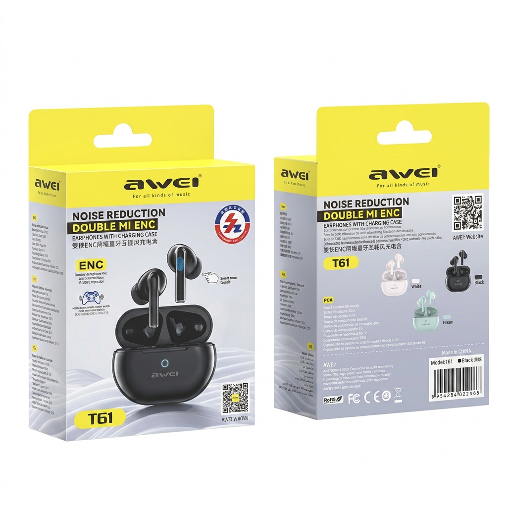 product-0-37 Ακουστικά Awei T61 με Θήκη Φόρτισης και Μείωση Θορύβου - Image 1